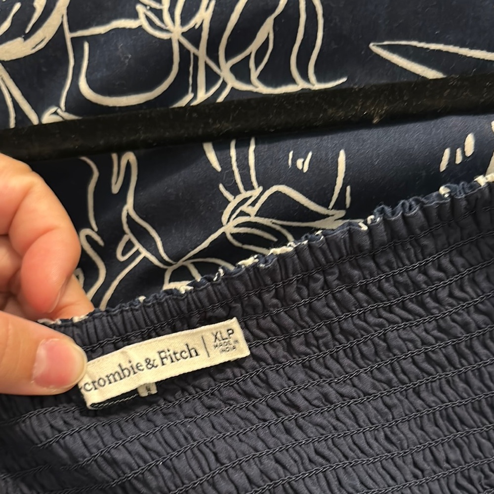 Abercrombie & Fitch Navy Off-Shoulder Floral Strapless Dress - Picture 5 of 5